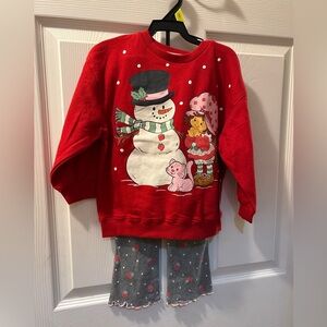 Red & Gray 3T Strawberry Shortcake Snowman Sweatshirt & Leggings Set NWT